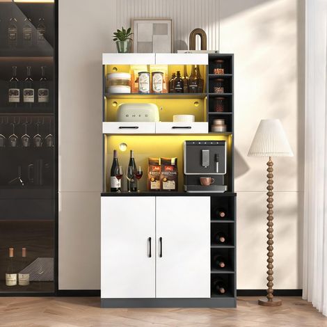 Buffet coloris blanc gris en MDF 100 x 47 x 187 cm (1/5)