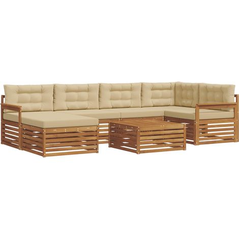 Outdoor Sofa Set with Cushion 7 pcs Natural and Beige vidaXL (1/5)