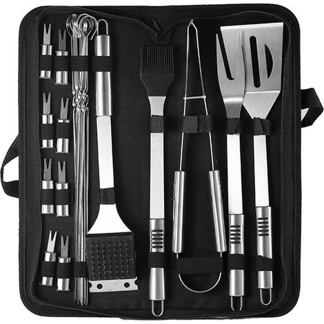 Juego de utensilios para barbacoa，Juego de 20 piezas de acero inoxidable para parrilla，barbacoa al aire libre y camping (1/2)