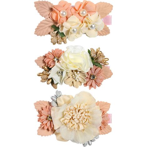 3 Pinces à cheveux, Fleurs artificielles, Nœud papillon, Perles factices, Filles et Nouveau-nés (1/5)