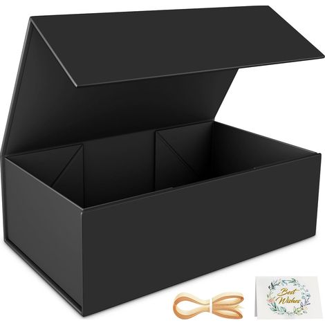 Boîte cadeau noire RYDDOY, boîtes 9,5 x 6 x 3 pouces avec couvercle Fermeture magnétique, boîte pliable pour demande en mariage, anniversaire (1/5)