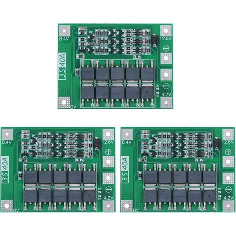 3 pièces 3S 11.1V 12V 12.6V 40A 18650 Chargeur PCB BMS Conseil de Protection Chargeur de Batterie Li-ION Lithium Module de cellules Lipo, pour Moteur de Perceuse avec Équilibre (1/5)