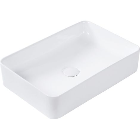 Lavabo bagno classico rettangolare in ceramica finitura lucida 510 x 340 mm Bianco Chivana (1/5)