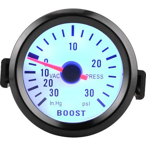 Universelles Vakuumdruckmessgerät, 0 bis 30 psi, 12 V, blaues LED-Zifferblatt, 52 mm Durchmesser, für Automotoren (1/5)