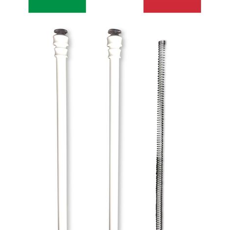 Coppia ASTINE Tex ALLUMINIO BIANCO A MOLLA pressione REGOLABILI Per tende a vetro Cm. 40-50