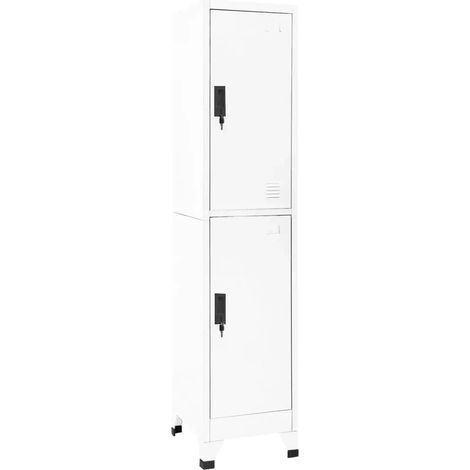 Armoire à casiers moderne durable 38 x 45 x 180 cm avec portes verrouillables bureau en acier blanc (1/5)