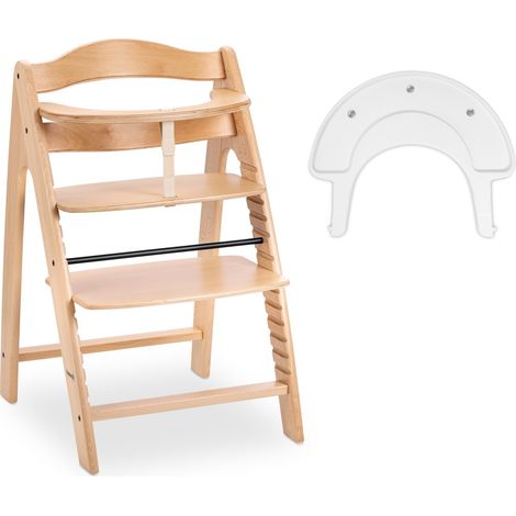 hauck Arketa N Play, Beech - Seggiolone Pappa con Vassoio da Gioco (Senza Giochi), Spartigambe, Cintura a 5 Punti e Barra Protettiva - dai 6 Mesi fino a 130 kg - Altezza Regolabile (1/5)