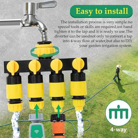 Distributeur 4 Voies - Raccord Tuyau Arrosage 3/4 Pouces Et 1/2 Pouces - Pour Robinet Jardin - 1 Pièce (1/5)