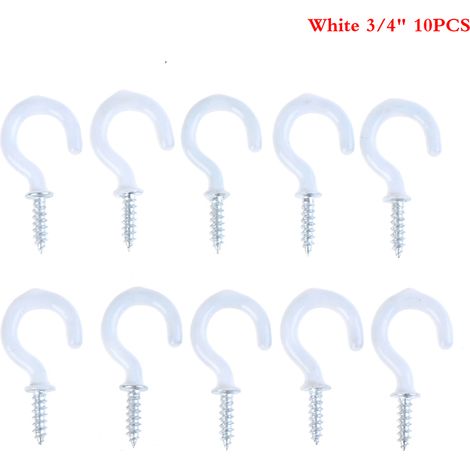 Lot de 10 crochets porte-tasses robustes à visser au plafond, blancs (1/5)