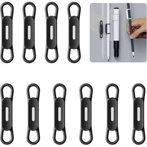 10 magnetische Silikon-Clips für Gelstifte oder Trockenwischstifte, schwarz