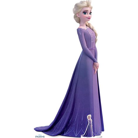 Figurine en carton Elsa La Reine des Neiges 2 en robe violette Disney Hauteur 181 cm (1/5)