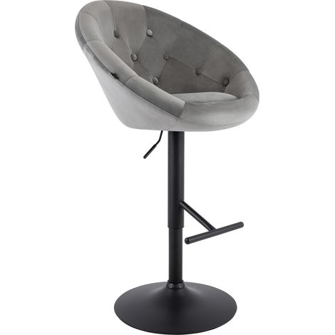 Barhocker London Samt grau schwarz