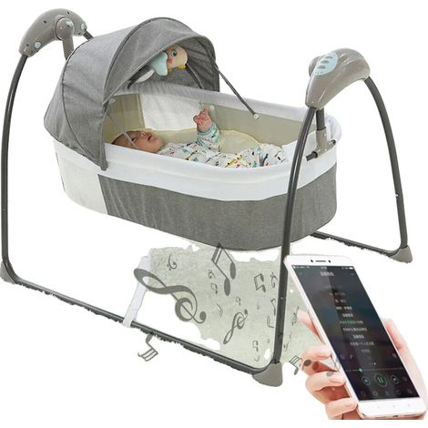 Lit Électrique Berçant pour Bébé, Balancement à 3 Vitesses, Télécommande, Capacité de 10 kg (1/5)