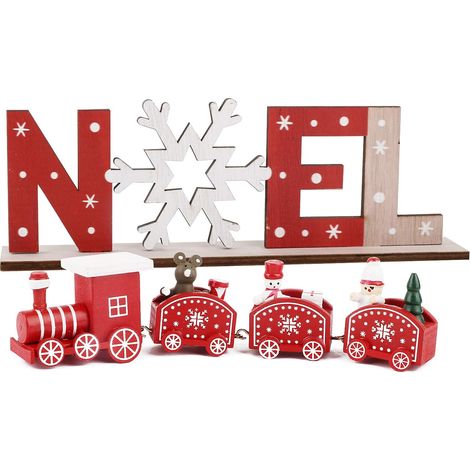 Holz-Weihnachtszug, Holzbuchstaben-Ornament, Holz-Weihnachtsdekoration, Weihnachtstisch, Weihnachtskugel, Buchstabe, Weihnachtsgeschenk, Spielzeug, Fenster, Glasdekoration (rot + Weihnachten) (1/5)