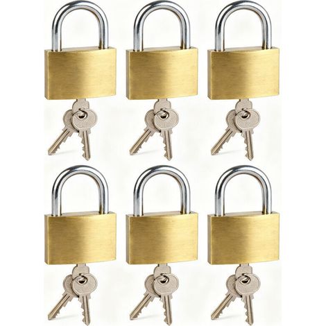 Cadenas de sécurité - 3 clés incluses - Convient aux casiers et aux bagages - Anse en acier avec poignée - 75 mm - Laiton mat (1/4)