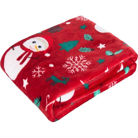 Plaid De Noël - En Flanelle Épaisse - Pour Canapé Lit Ou Extérieur - 150 X 200 Cm - Rouge Vert Et Blanc - 1 Pièce (1/5)