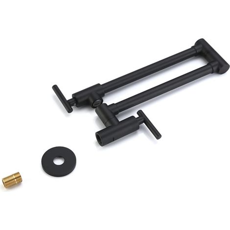 Robinet de Remplissage de Pot Évier de Cuisine Robinet Robinet en Laiton en Laiton Matte Matte Matte Noir Robinet à flodage avec 24 "Double Joint Swing Spout Robinet Pliant (1/4)