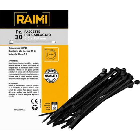 EcoPrice Fascette Cablaggio 3.6x150mm 30pz Nero RM-FC3615N
