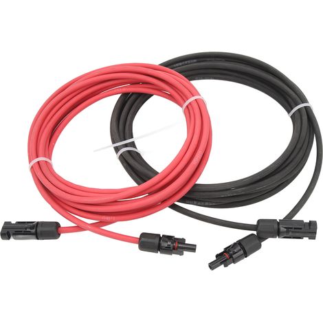 Câble de rallonge solaire 10AWG avec connecteurs femelle et mâle, fil en cuivre pour panneaux solaires, camping-car et batteries, 10m/32.8ft (1/5)