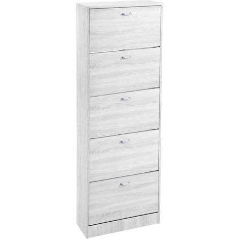 Scarpiera legno 5 ante bianco Atena 63x24x180 cm