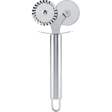Taglia-impasto e taglia-pizza, utensile da cucina in acciaio inox con doppie rotelle per l'impasto della pizza (1/5)