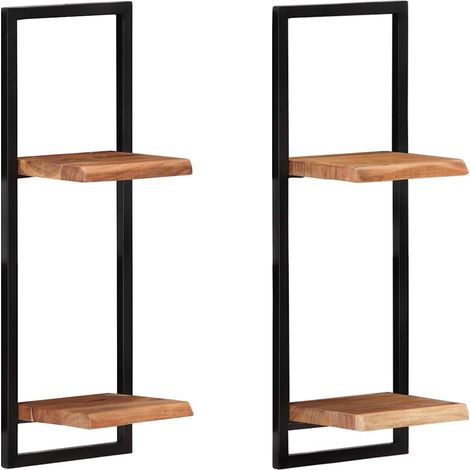 Maison Exclusive - Wandregale 2 Stk. 25x25x75 cm Massivholz Akazi (1/5)