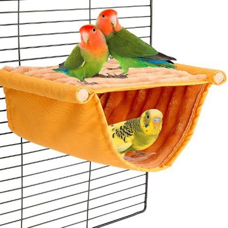 Lit suspendu chaud pour oiseaux, isolation thermique, hamac pour animaux de compagnie, nids suspendus détachables pour oiseaux - Petite taille - Jaune (1/5)
