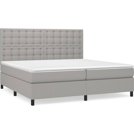 Maison Exclusive - Cama box spring con colchón tela gris claro 20