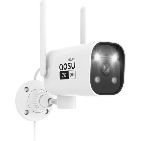 AosuTelecamera Wi-Fi Esterno 2K Videocamera Sorveglianza Esterno, Visione Notturna, Impermeabile, Sensore di Movimento, Audio Bidirezionale, Registrazione 24/7, 2.4G