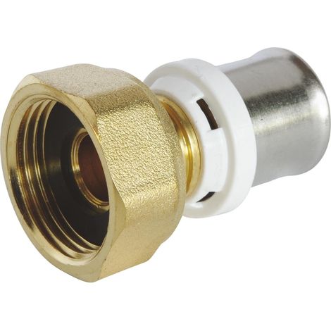 Raccord droit à sertir pour tube multicouche Ø20, écrou tournant F20/27, compatible avec profils U, H, TH, conforme norme NF 545, étanchéité sécurisée, facile à installer (1/5)