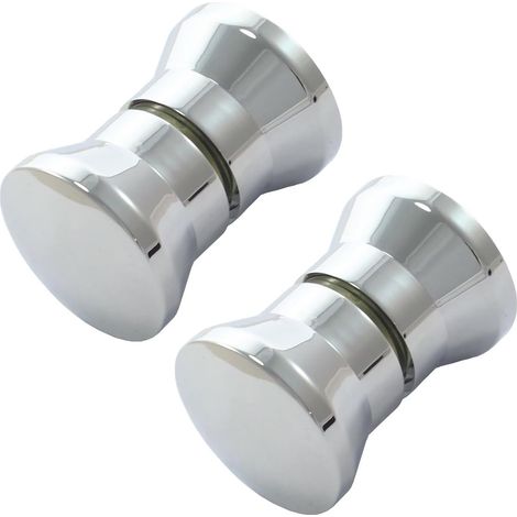Lot de 2 paires Poignée de porte, Chromé, Plastique ABS, Pour verre 4-12mm, Cabine de douche