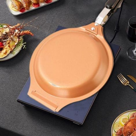 Poêle à Frire Antiadhésive 19 cm en Acier Inoxydable, Poêle à Omelette Double, Poêle à Induction pour la Maison, le Camping, le (1/4)