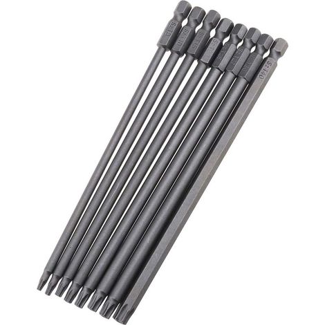 Lot de 8 embouts de tournevis Torx extra longs T8 T10 T15 T20 T25 T27 T30 T40 pour tournevis éectrique manuel (1/5)