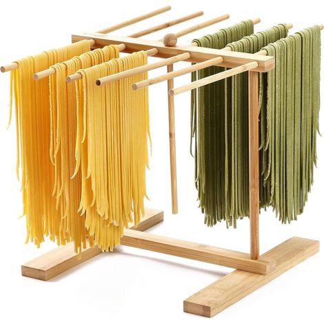 Pasta Drying Rack, Wooden Pasta Drying Rack, 14-Rod Pasta Drying Rack, Pasta Drying Rack for Drying, Foldable and Dismountable Pasta Drying Rack, Homemade Pasta Drying Rack (1/5)