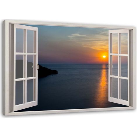 Tableau décoratif Fenêtre Vue Paysage Coucher de soleil 100x70 (1/5)