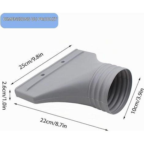 Adaptateur de Tuyau d'Évacuation pour Climatiseur Mobile, Connecteur Plat pour Fenêtre, Adaptateur de Fenêtre pour Climatiseur, Hotte, Sèche-linge, 22x25x2 cm, Gris (1/2)