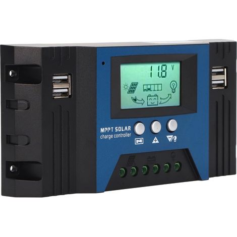 12V/24V 100A Solar-Laderegler, LCD-Display, 4 x 5V 2,5A USB-Anschlüsse, einstellbare Parameter, für Wohnmobil, Boot, Zuhause (1/5)