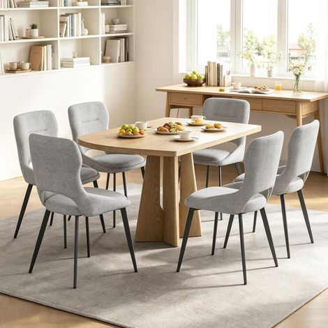 Set di 6 sedie da pranzo in ciniglia e metallo grigie (1/4)