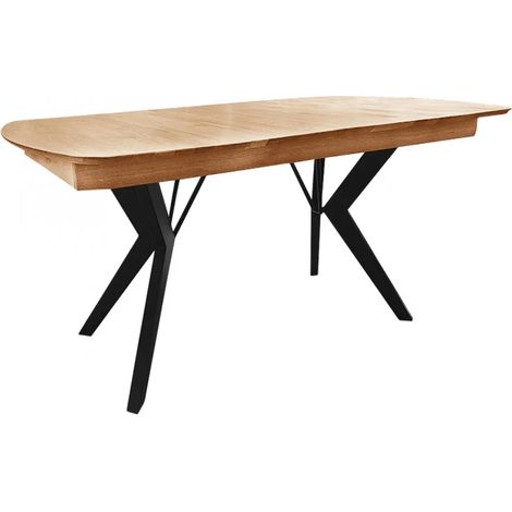 Table extensible plateau et piètement chêne massif 160/210 cm - NOLY (1/5)