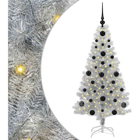 Árbol de Navidad con 150 LED con soporte Plateado 120 cm PET vidaXL
