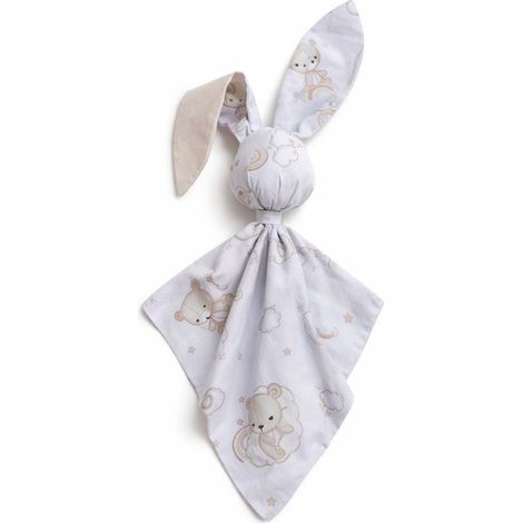 Morbida e soffice coperta doudou a forma di coniglietto in cotone - Orsetto beige su un arcobaleno / beige (1/5)