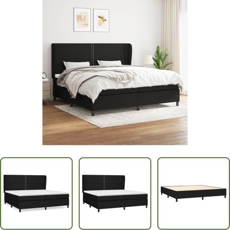 vidaXL Kopfteil - Boxspringbett mit Matratze Schwarz 200x200 cm Stoff (1/5)