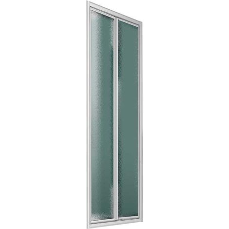 "PORTA DOCCIA A 2 ANTE BATTENTI """"SMERALDA"""" VETRO STAMPATO C Sp.3 mm PROFILO CROMO 73-78 - Ap. 60 cm"