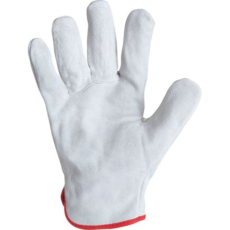Topcar – Gants croute de cuir taille 9 – Matériau cuir bovin naturel – Serrage élastique – Passepoil de renfort – 56S9 (1/2)