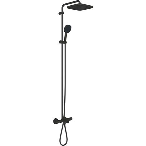 Grohe Vitalio Comfort - Duschset mit Badewannenthermostat, 25x25 cm, 2 Strahlarten, schwarz matt 269842431