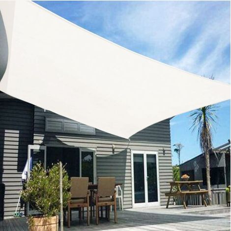 Ombrellone a vela rettangolare, 5x5m, tetto ombrellone in HDPE, distributore di ombra, protezione UV traspirante per esterno, giardino, terrazza, balcone, colore beige (1/5)