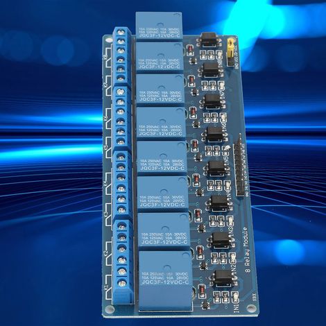 Module relais 8 canaux avec isolation par optocoupleur, carte bleue, module relais PLC pour commande (12 V) (1/5)