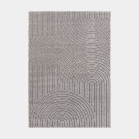 Tapis de salon en relief - Circle - Courbe gris chaud - 160 x 230 cm (1/5)