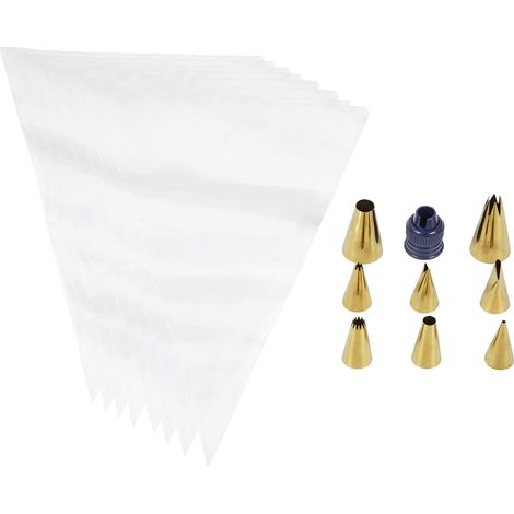 Wilton - Set di 17 punte per tubazioni e decorazioni per torte, colore: blu navy e oro (1/4)