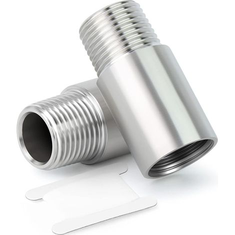 2 Pièces 3/8" BSP Mâle vers Femelle x 50mm Raccord de Rallonge de Tuyau, Adaptateur Droit en Acier Inoxydable 304 Connecteur pour Eau, Air, Gaz et Plomberie (1/5)